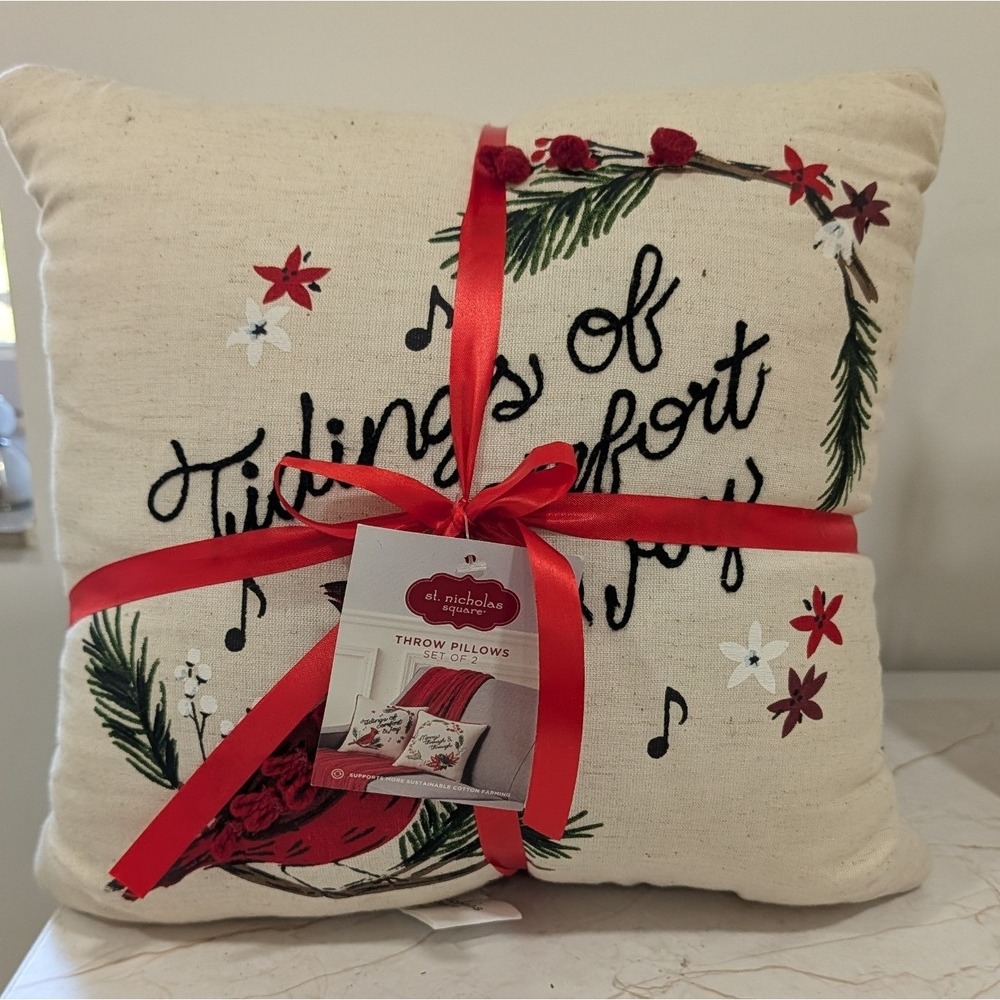 St Nicholas Square Christmas Tidings of Comfort and Joy Throw Pillows Set of 2